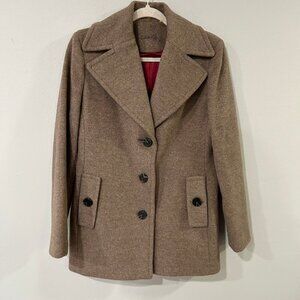 Calvin Klein Wool Silk Blend Tan Beige Wool Silk Peacoat Women’s Size 4 Small